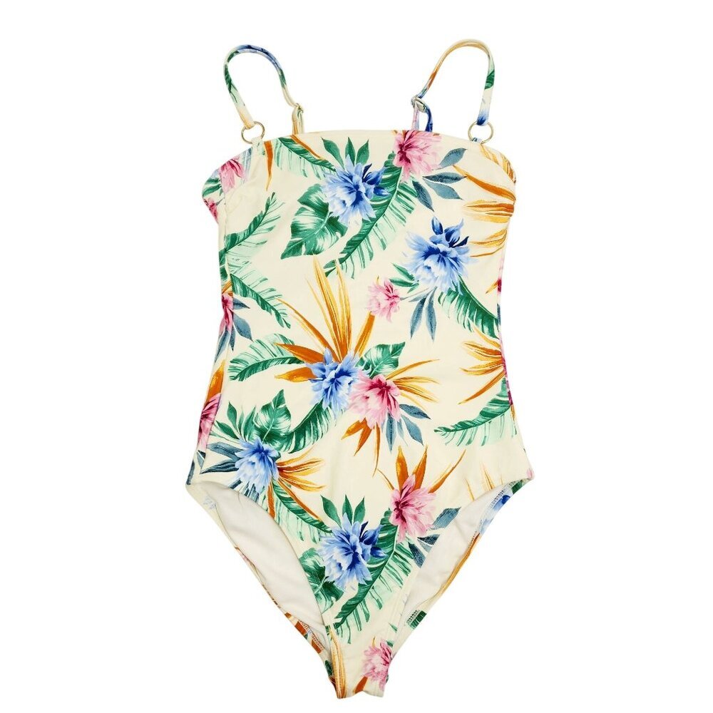 Tropical Floral One-Piece Swimsuit  Adjustable Straps By Shade  Shore Size S